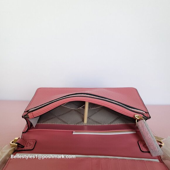 MICHAEL KORS Jet Set Charm Small Phone Pebbled Leather Crossbody- Tea Rose⭐ - Picture 13 of 16